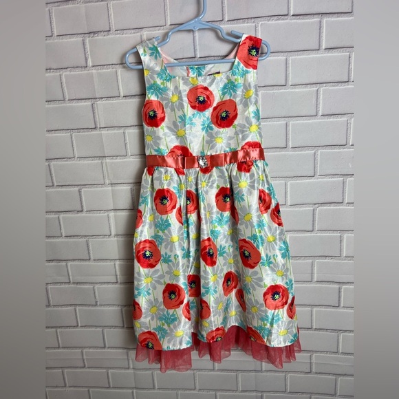 DOLLIE ME Floral Sleeveless Dress with Red Poppies/size 6 - Picture 4 of 12